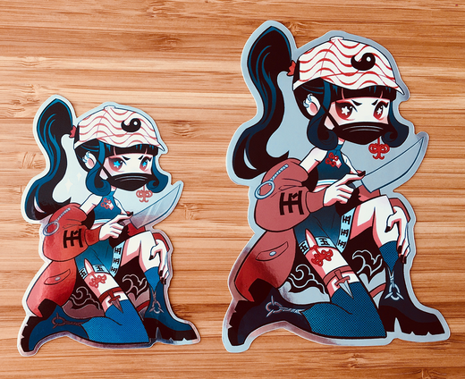 knife girl sticker